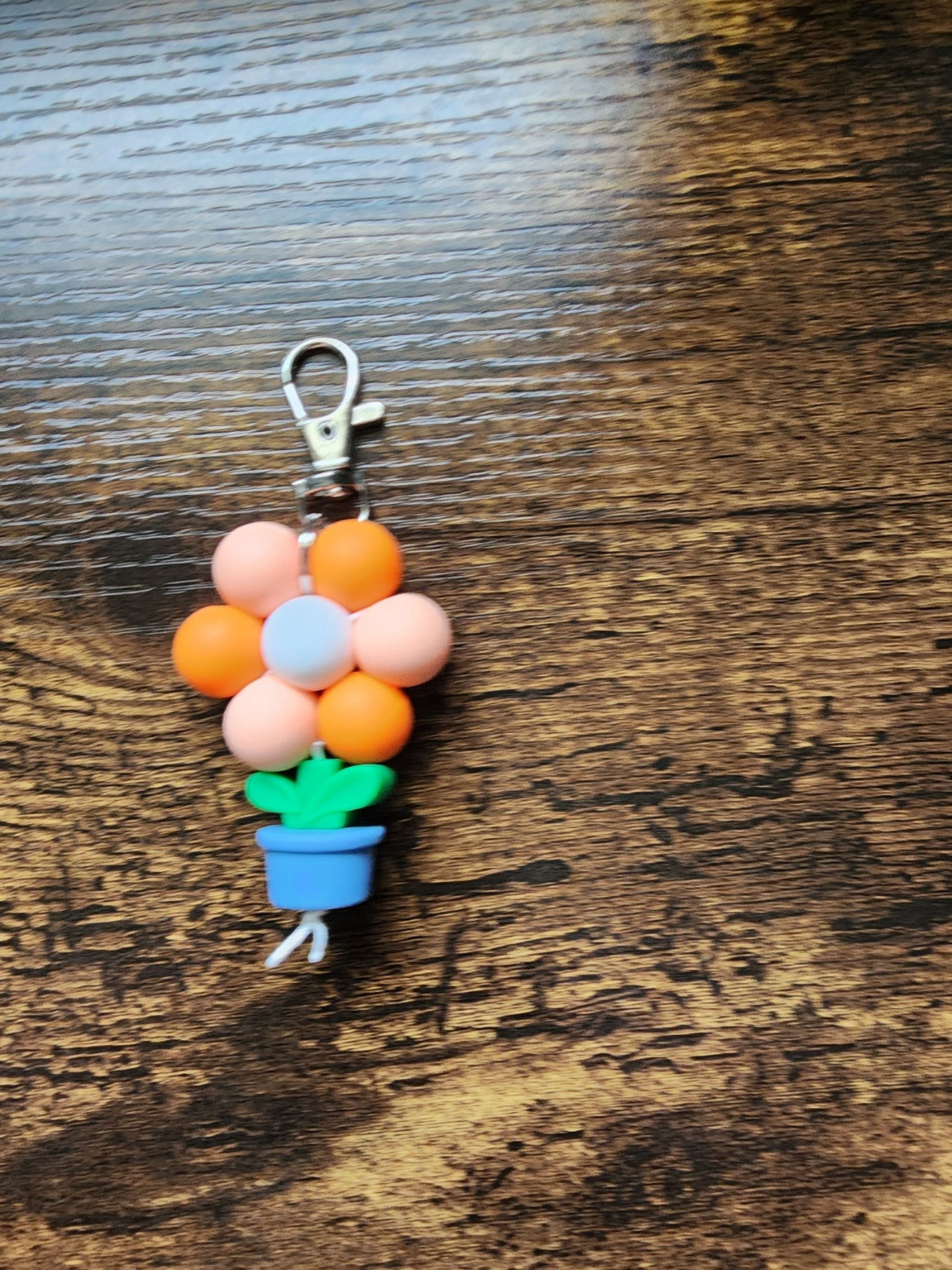 Orange Potted Flower Keychain