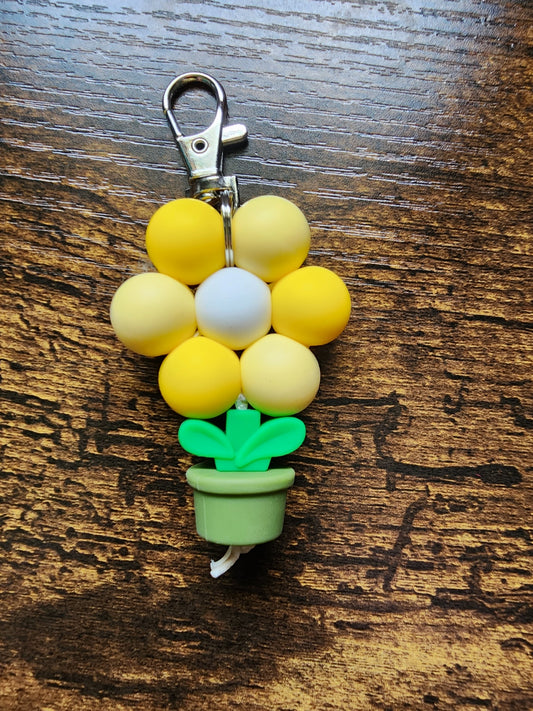 Yellow Potted Flower Keychain