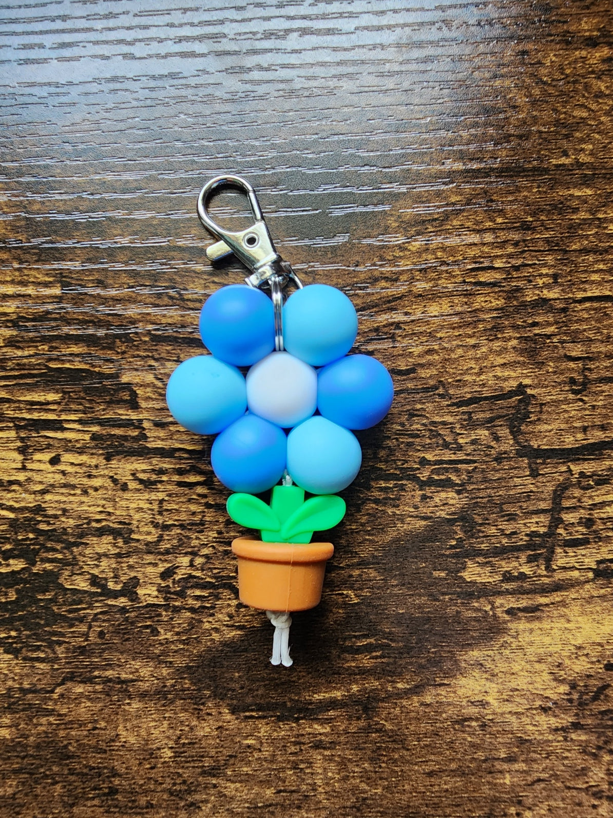 Blue Potted Flower Keychain