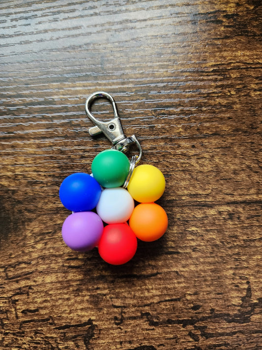 Rainbow Large Bead Flower Keychain