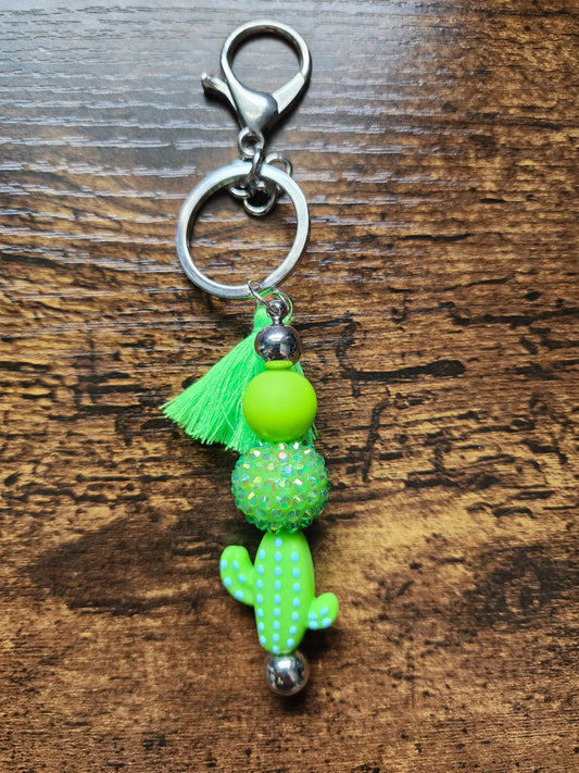 Lime Green Cactus Bar Keychain