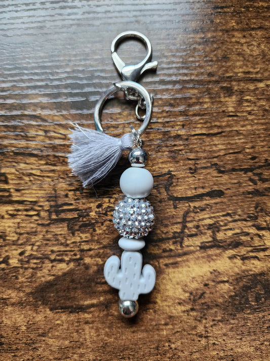 Grey Cactus Bar Keychain