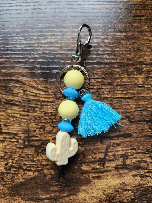 Yellow and Blue Cactus Bar Keychain