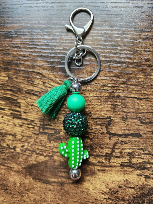 Green Cactus Bar Keychain