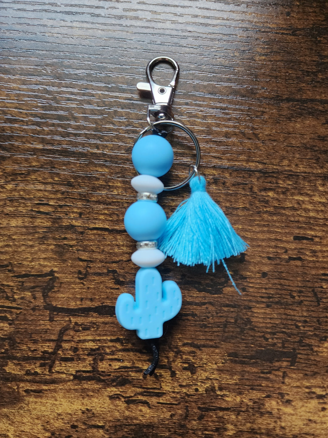 Blue Cactus Bar Keychain