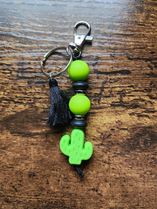 Lime Green and Black Cactus Bar Keychain